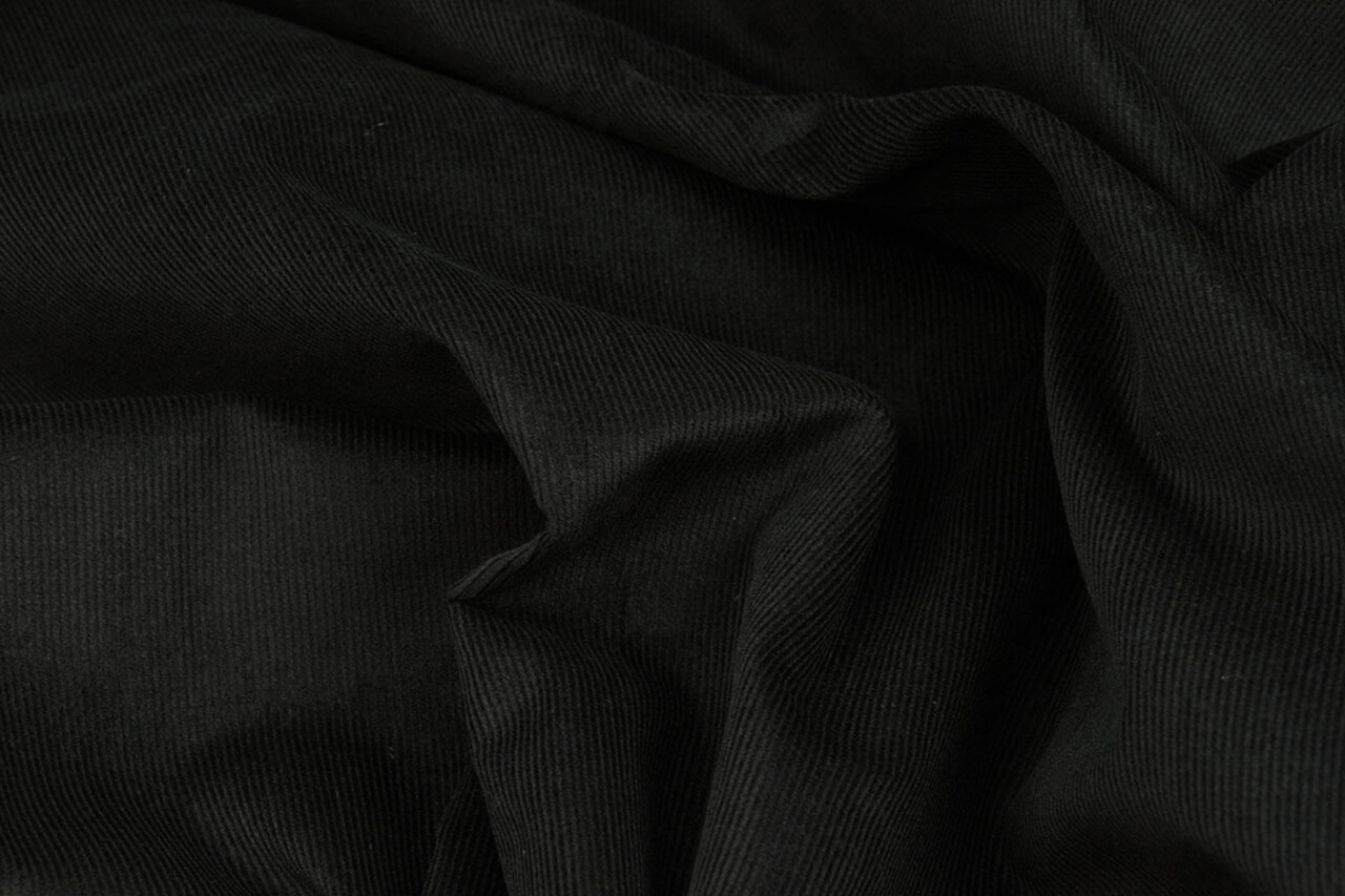 Fine Rib Fabric 21 W Corduroy Black Fine Rib Fabric 21 W Corduroy Black