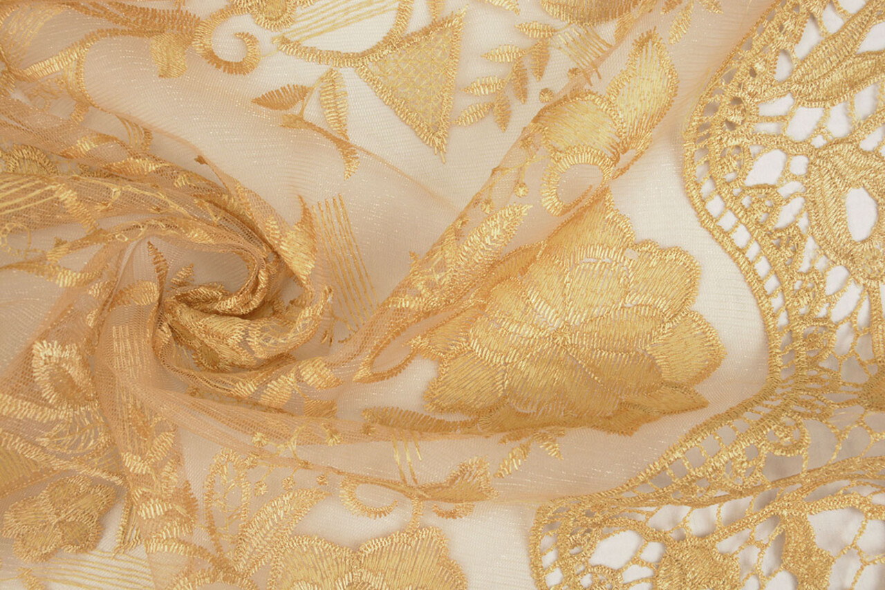 Mesh Ricamato Clara Oro Mesh Ricamato Clara Oro