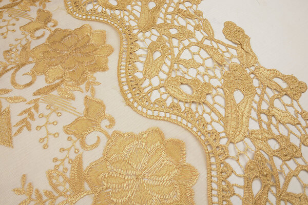 Mesh Embroidered Clara Gold