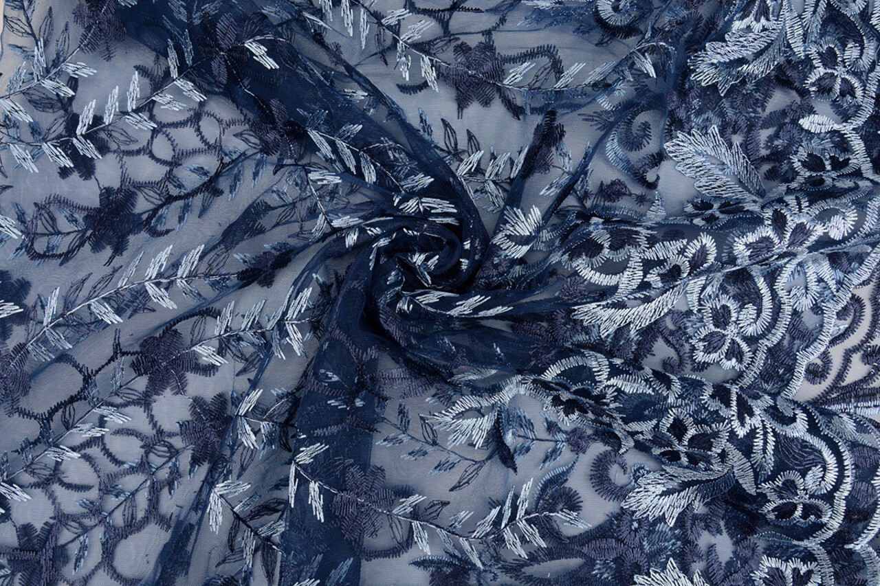 Mesh Geborduurd Adeline Blauw