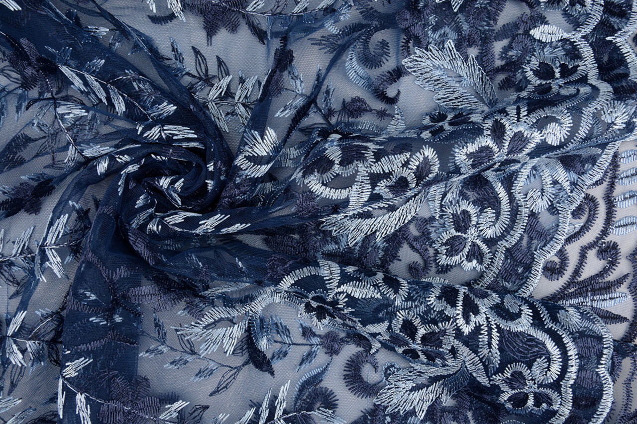 Mesh Geborduurd Adeline Blauw