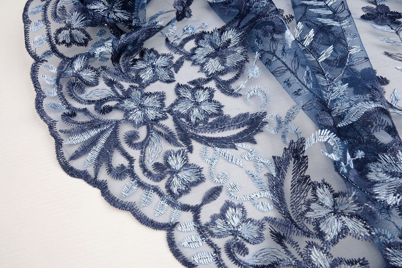 Mesh Ricamato Adeline Blu Mesh Ricamato Adeline Blu