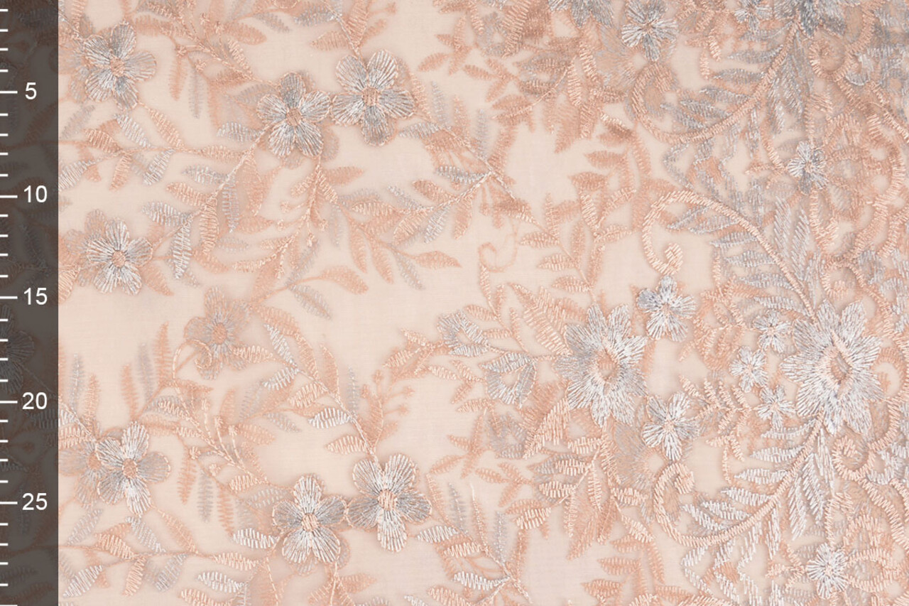 Mesh Embroidered Adele Powder Pink - Blue