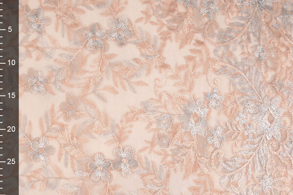 Mesh Geborduurd Adele Poeder Roze - Blauw