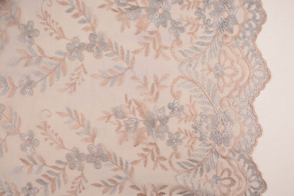 Mesh Geborduurd Adele Poeder Roze - Blauw