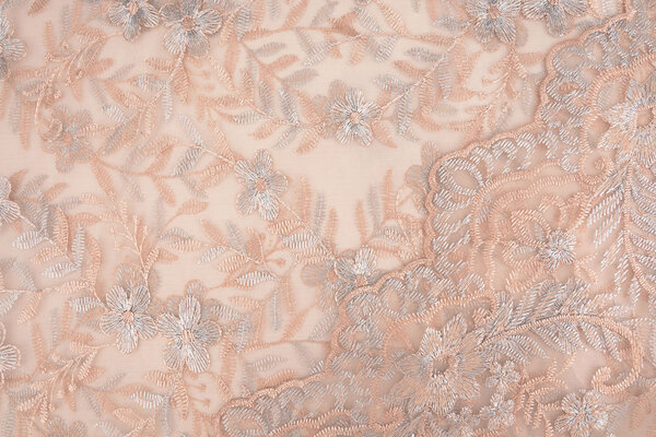 Mesh Embroidered Adele Powder Pink - Blue