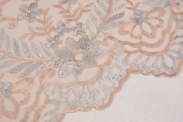 Mesh Embroidered Adele Powder Pink - Blue