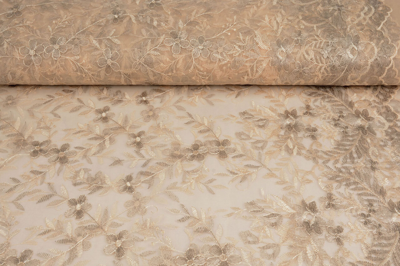 Mesh Embroidered Adele Champagne
