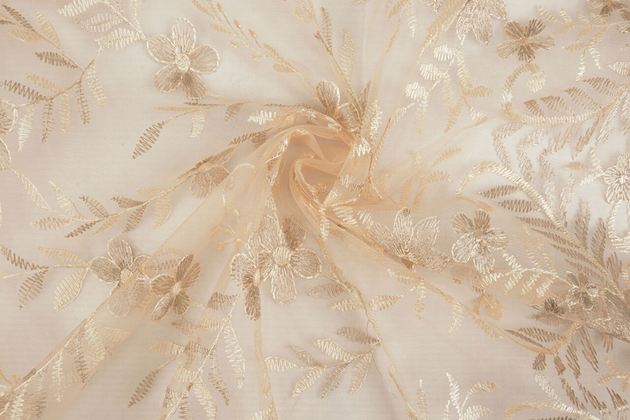 Mesh Embroidered Adele Champagne