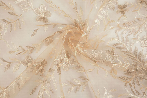 Mesh Embroidered Adele Champagne