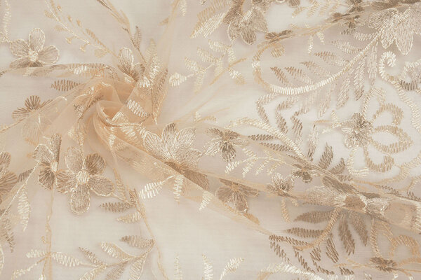 Mesh Geborduurd Adele Champagne