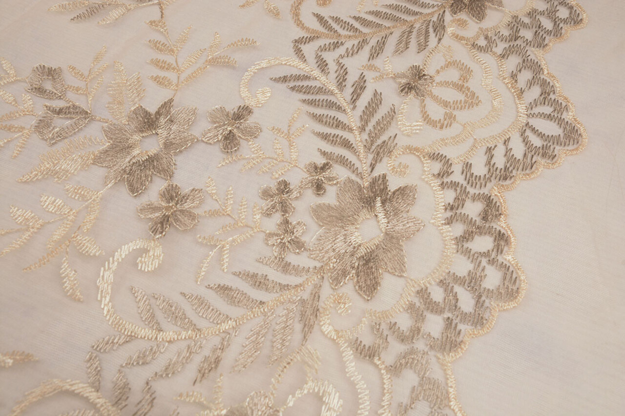 Mesh Embroidered Adele Champagne