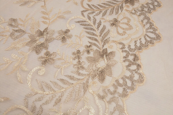 Mesh Embroidered Adele Champagne