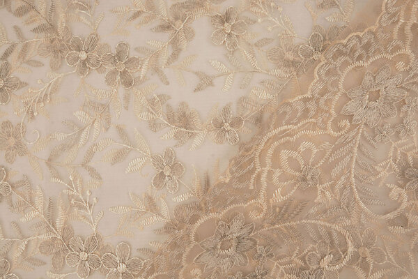 Mesh Embroidered Adele Champagne