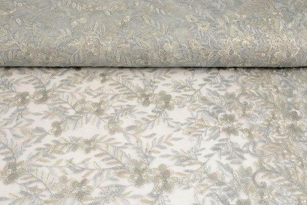 Mesh Embroidered Adele Grey Bleu