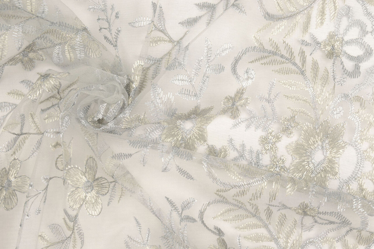 Mesh Embroidered Adele Grey Bleu