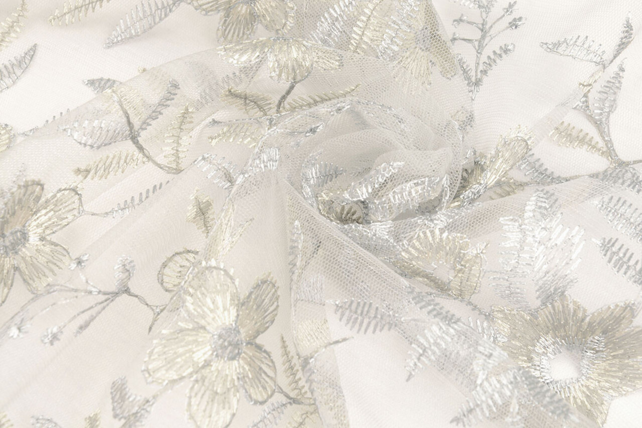 Mesh Embroidered Adele Grey Bleu