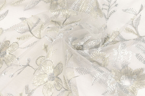 Mesh Embroidered Adele Grey Bleu