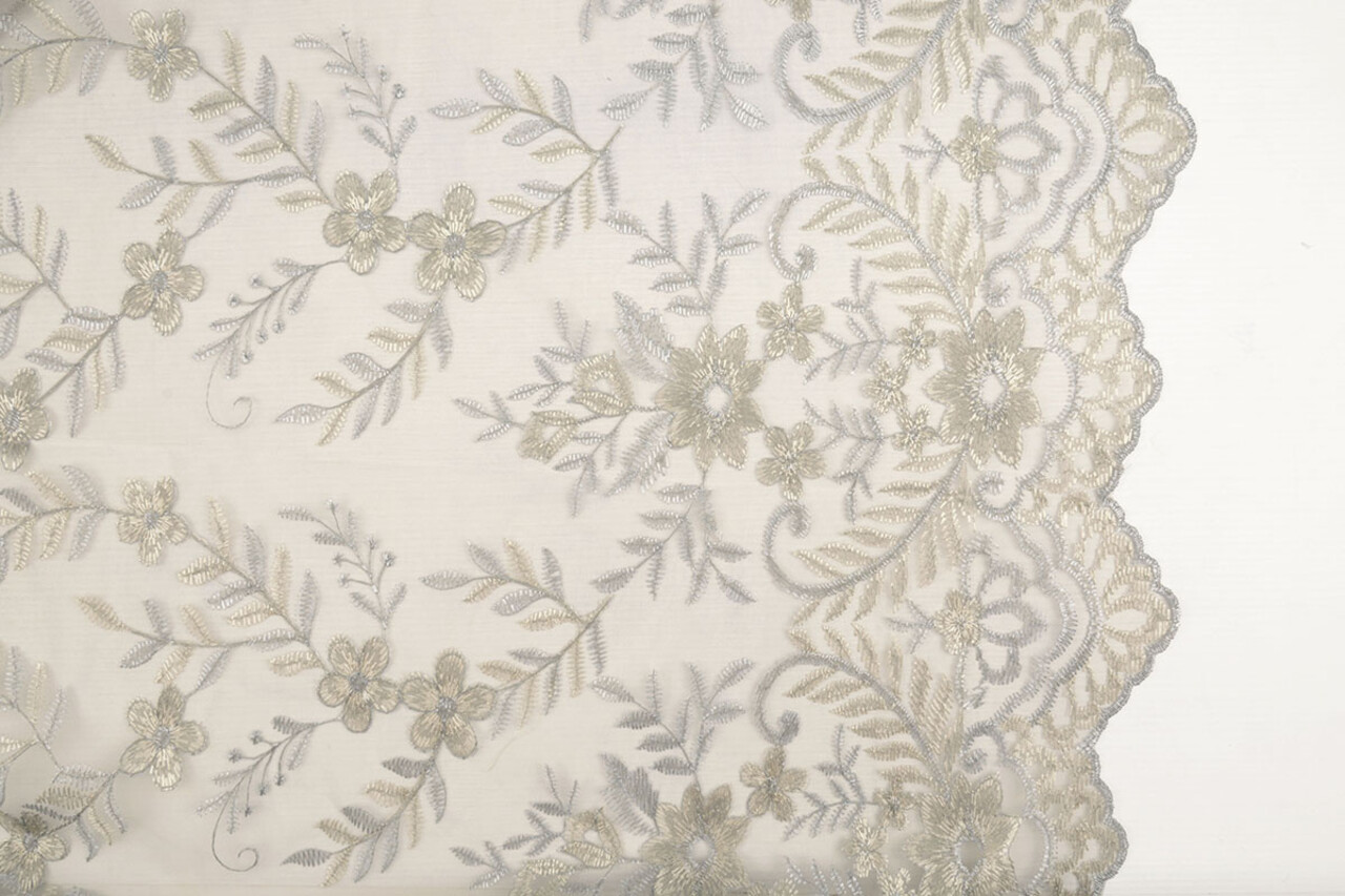 Mesh Embroidered Adele Grey Bleu