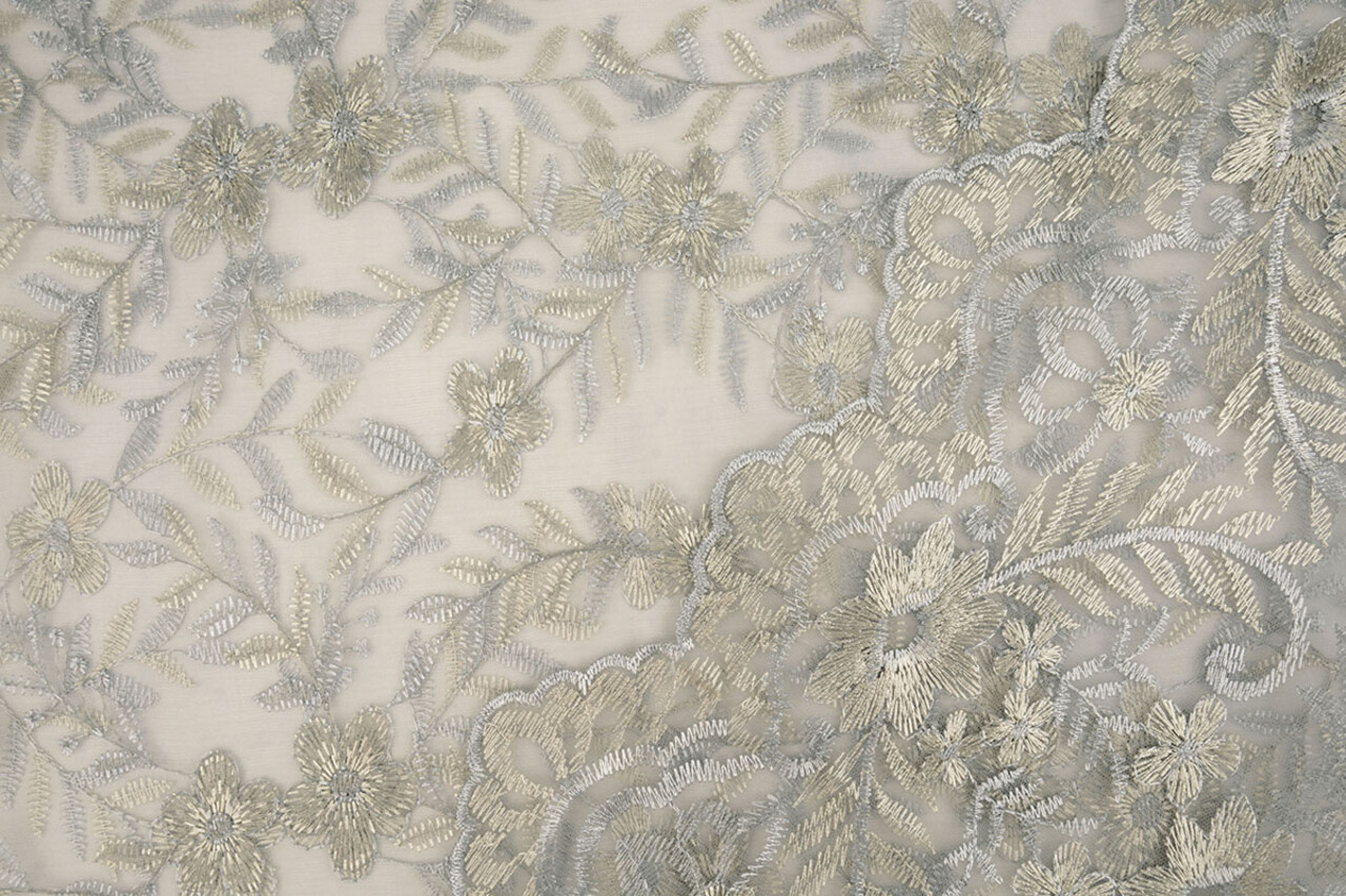 Mesh Embroidered Adele Grey Bleu