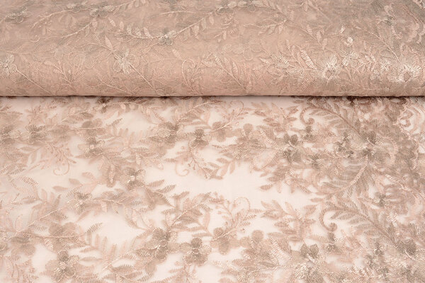 Résille Brodé Adele Rose Poudré - Beige Résille Brodé Adele Rose Poudré - Beige