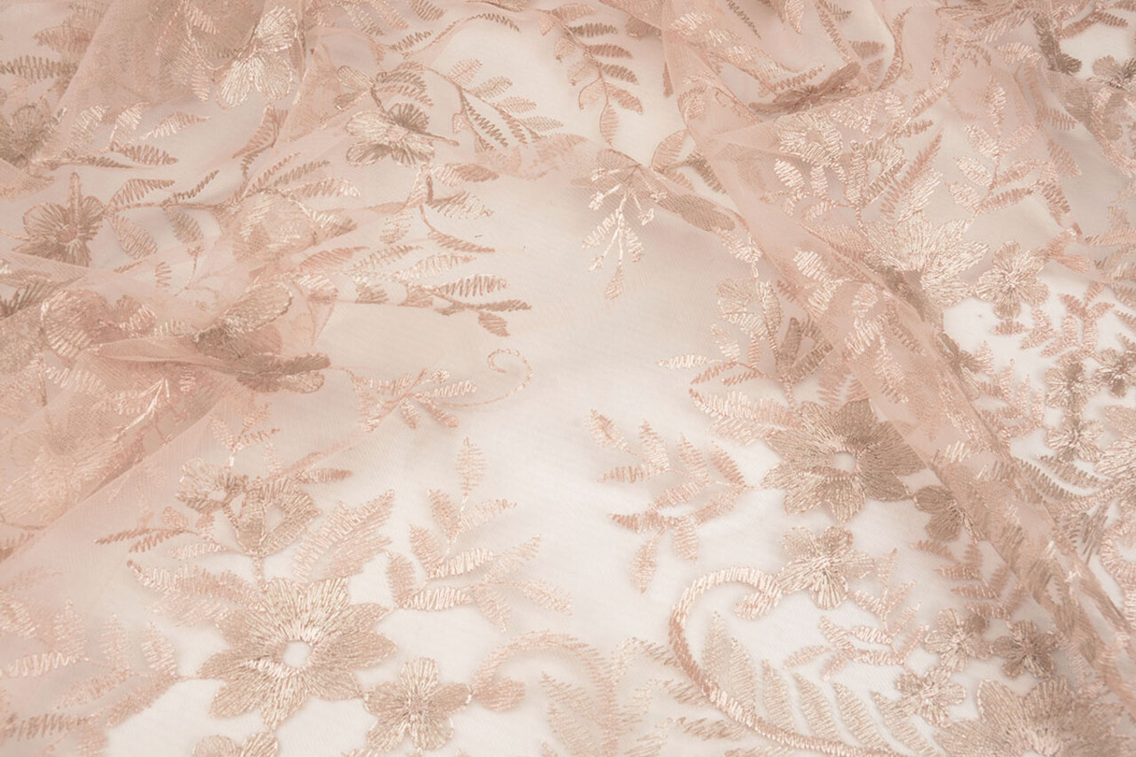 Netz Bestickt Adele Puderrosa - Beige