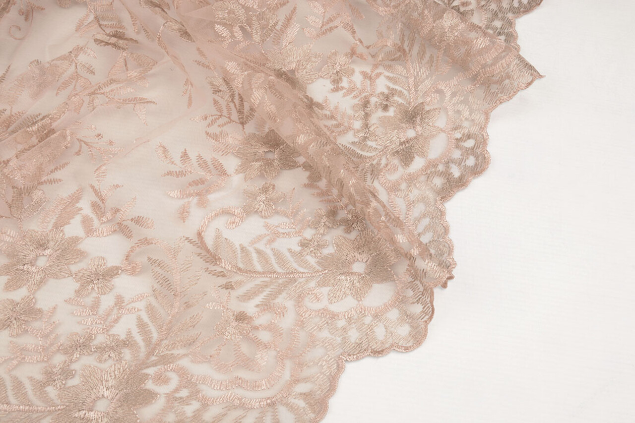 Résille Brodé Adele Rose Poudré - Beige Résille Brodé Adele Rose Poudré - Beige