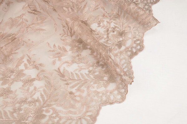 Netz Bestickt Adele Puderrosa - Beige