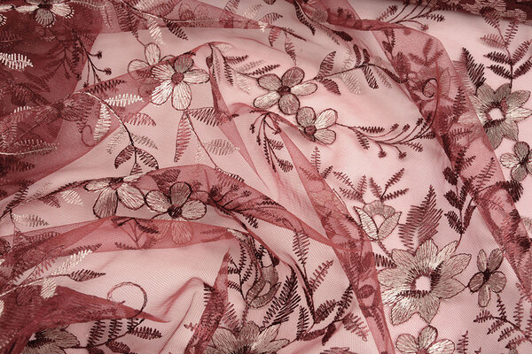 Netz Bestickt Adele Bordeaux