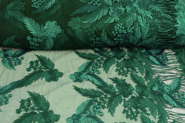 Mesh Geborduurd Agatha Zeegroen