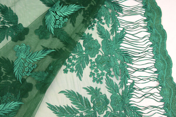 Mesh Geborduurd Agatha Zeegroen