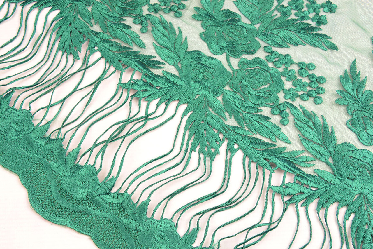 Mesh Geborduurd Agatha Zeegroen