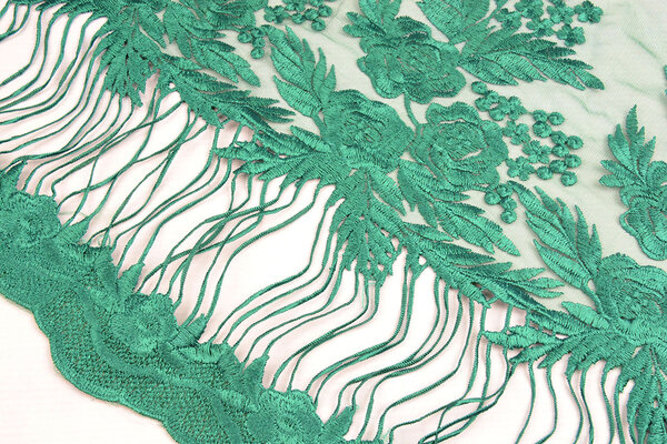 Mesh Geborduurd Agatha Zeegroen