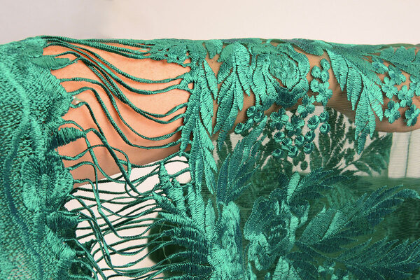 Mesh Geborduurd Agatha Zeegroen