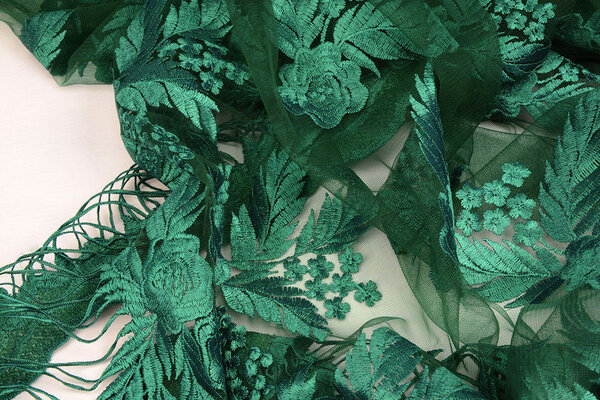 Mesh Geborduurd Agatha Zeegroen