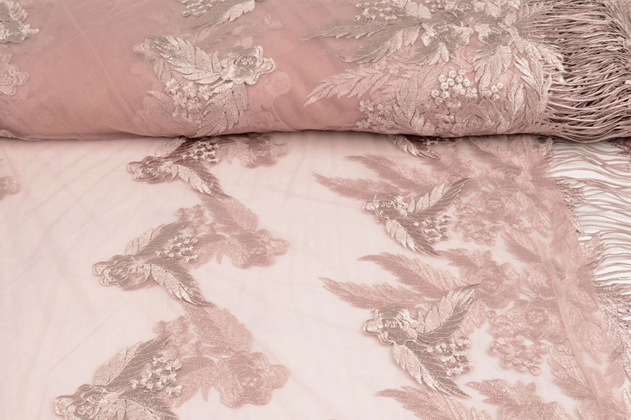 Mesh Embroidered Agatha Old Pink
