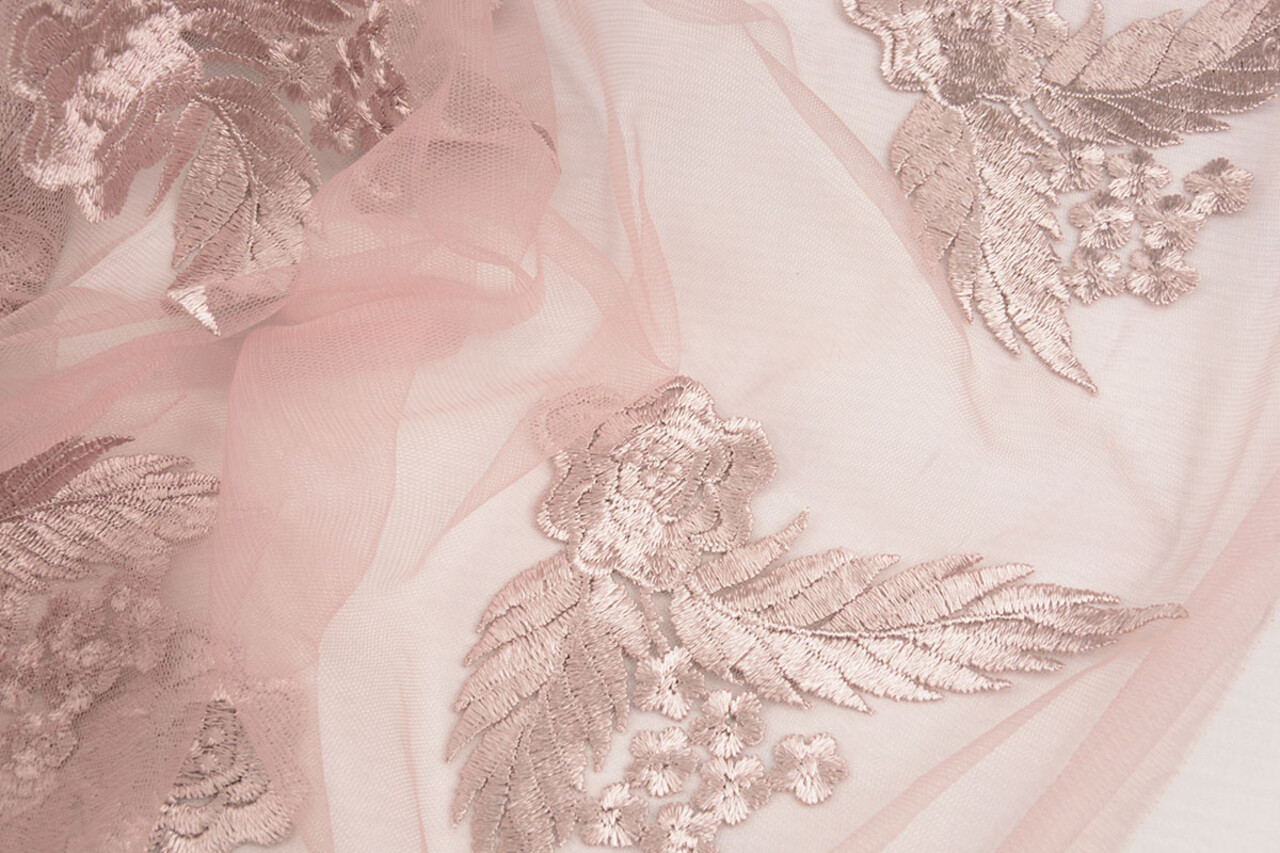 Mesh Embroidered Agatha Old Pink