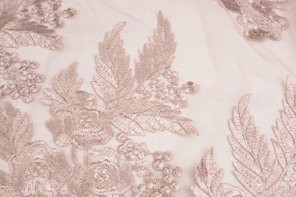 Mesh Geborduurd Agatha Oud Roze