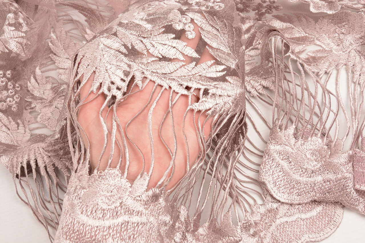 Mesh Embroidered Agatha Old Pink