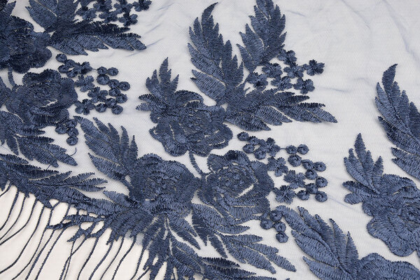 Mesh Embroidered Agatha Dark Blue