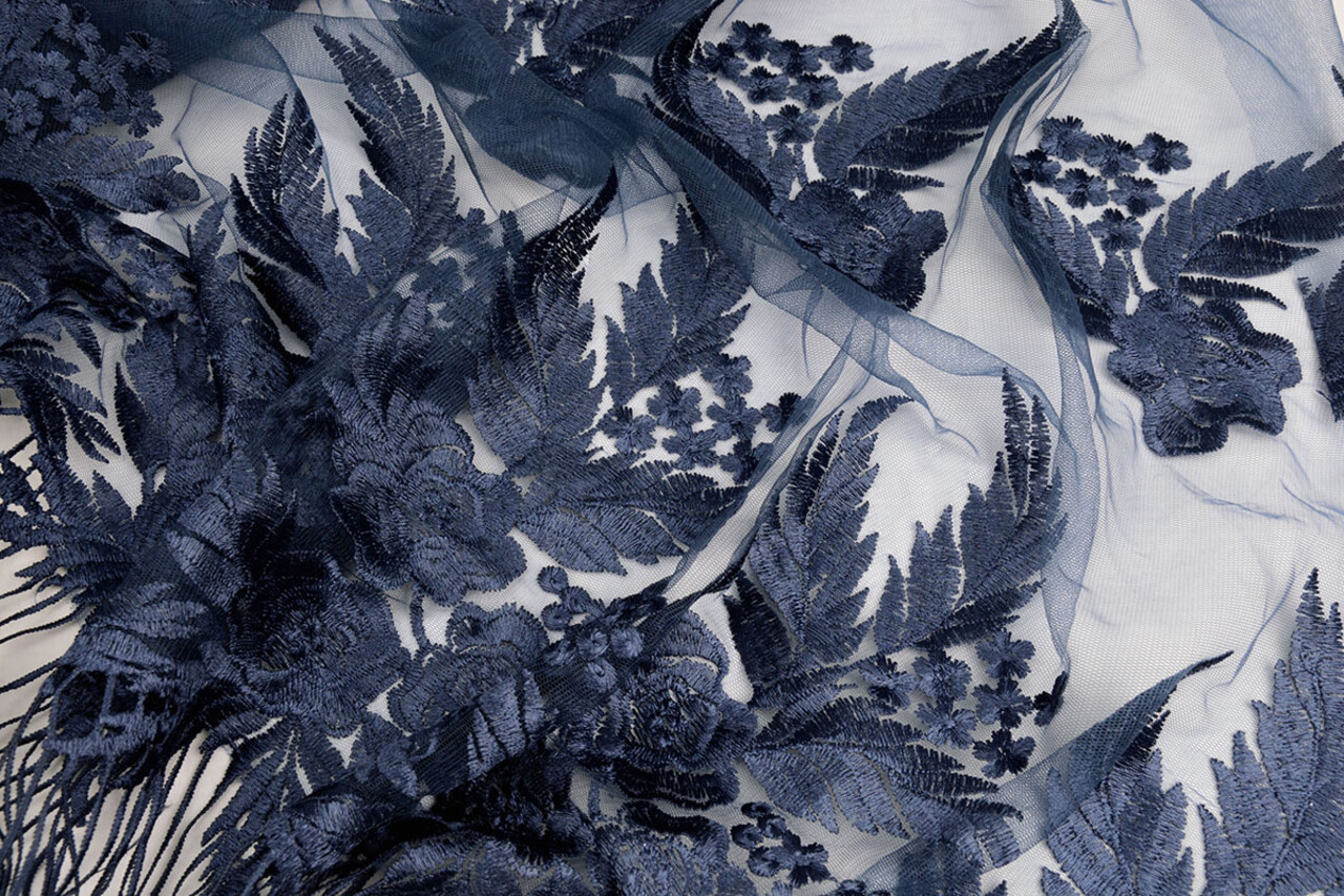Mesh Embroidered Agatha Dark Blue