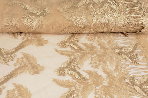 Mesh Geborduurd Agatha Goud