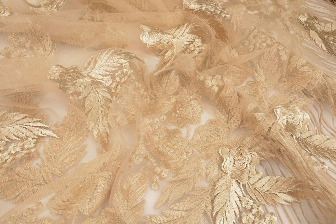 Netz Bestickt Agatha Gold