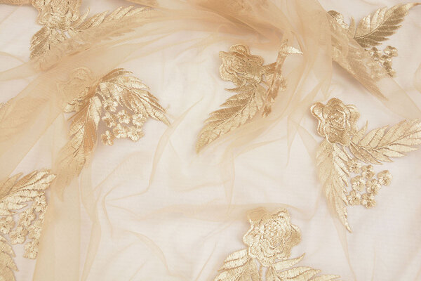 Mesh Embroidered Agatha Gold