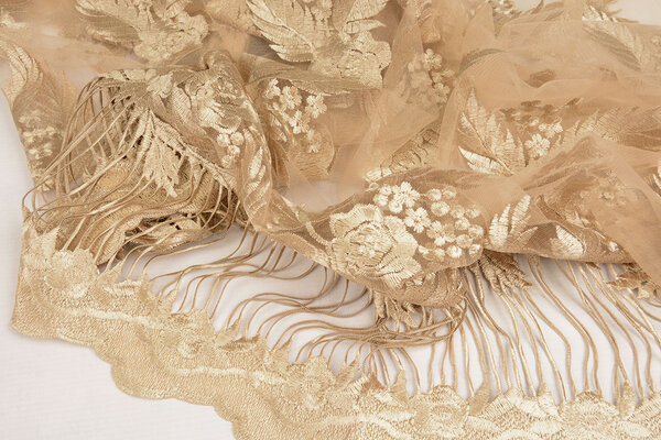 Mesh Embroidered Agatha Gold