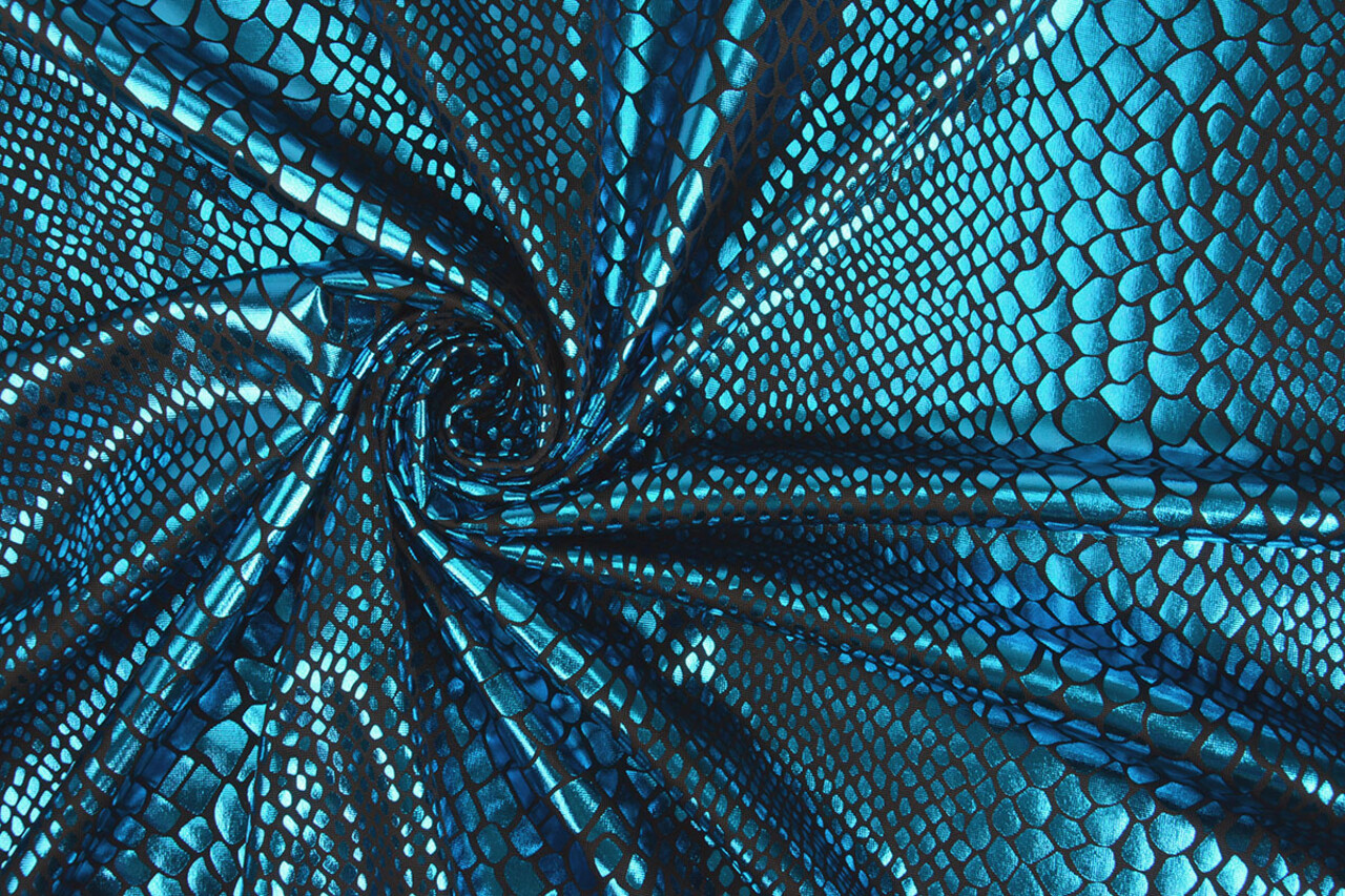 Lamé Estampado de Serpiente Aqua