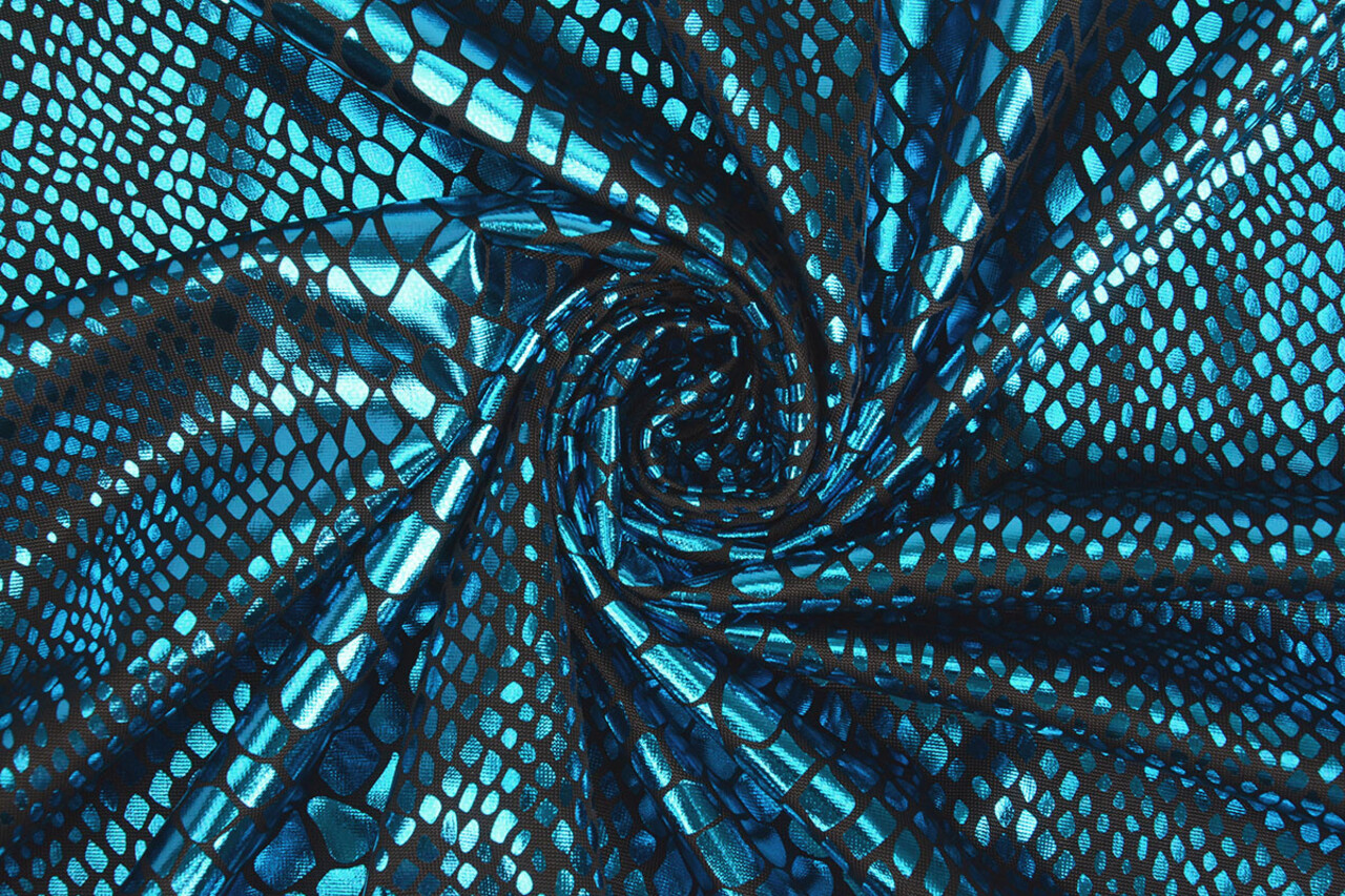 Lamé Slangenprint Aqua Lamé Slangenprint Aqua
