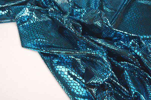 Lamé Imprimé Serpent Aqua