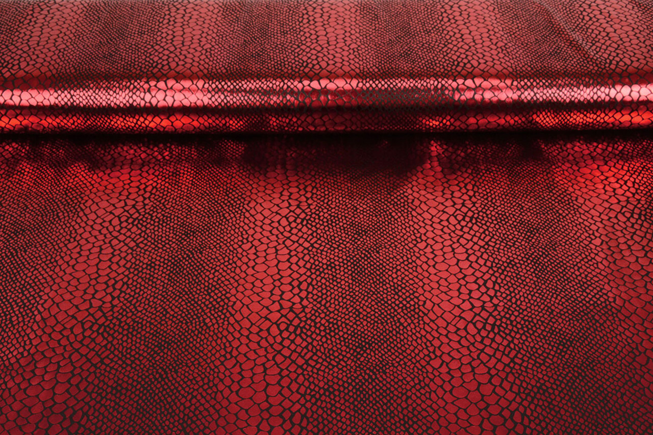 Lamé Imprimé Serpent Rouge