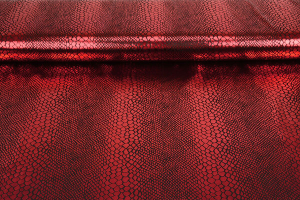 Lamé Estampado de Serpiente Rojo